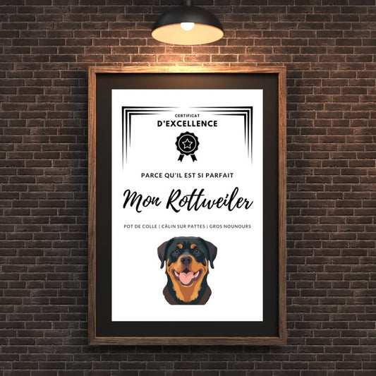 Certificat d'excellence Rottweiler à imprimer - Molosses Addict